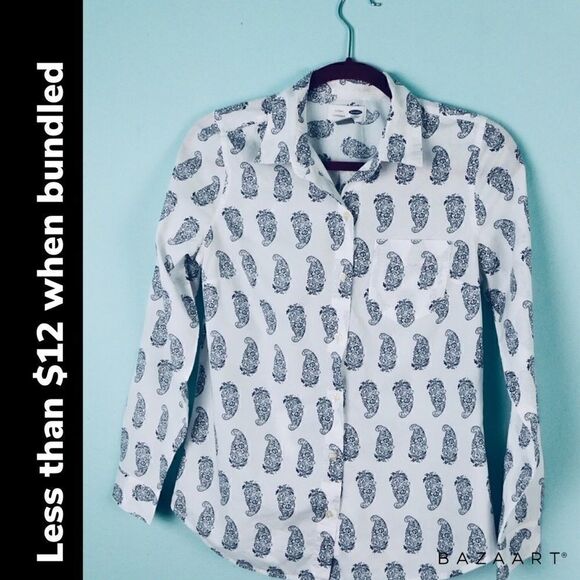 Old Navy white blue shirt Size S - Picture 1 of 8